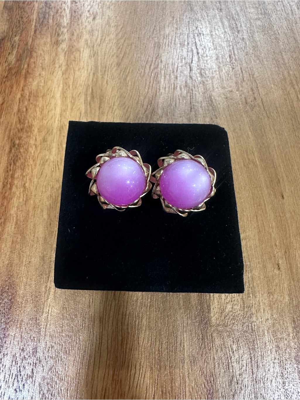 Vintage Moonglow Cabochon Clip-On Earrings